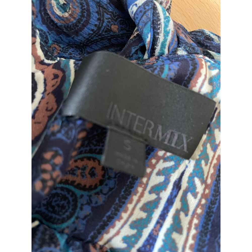 Intermix Mury 100% Silk Paisley Print Tiered Maxi Dress in Blue Boho Size Small - Picture 9 of 10